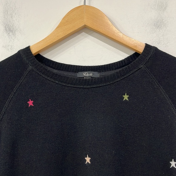 Rails Theo Star Sweatshirt Top Embroidered Black size S - Picture 3 of 11